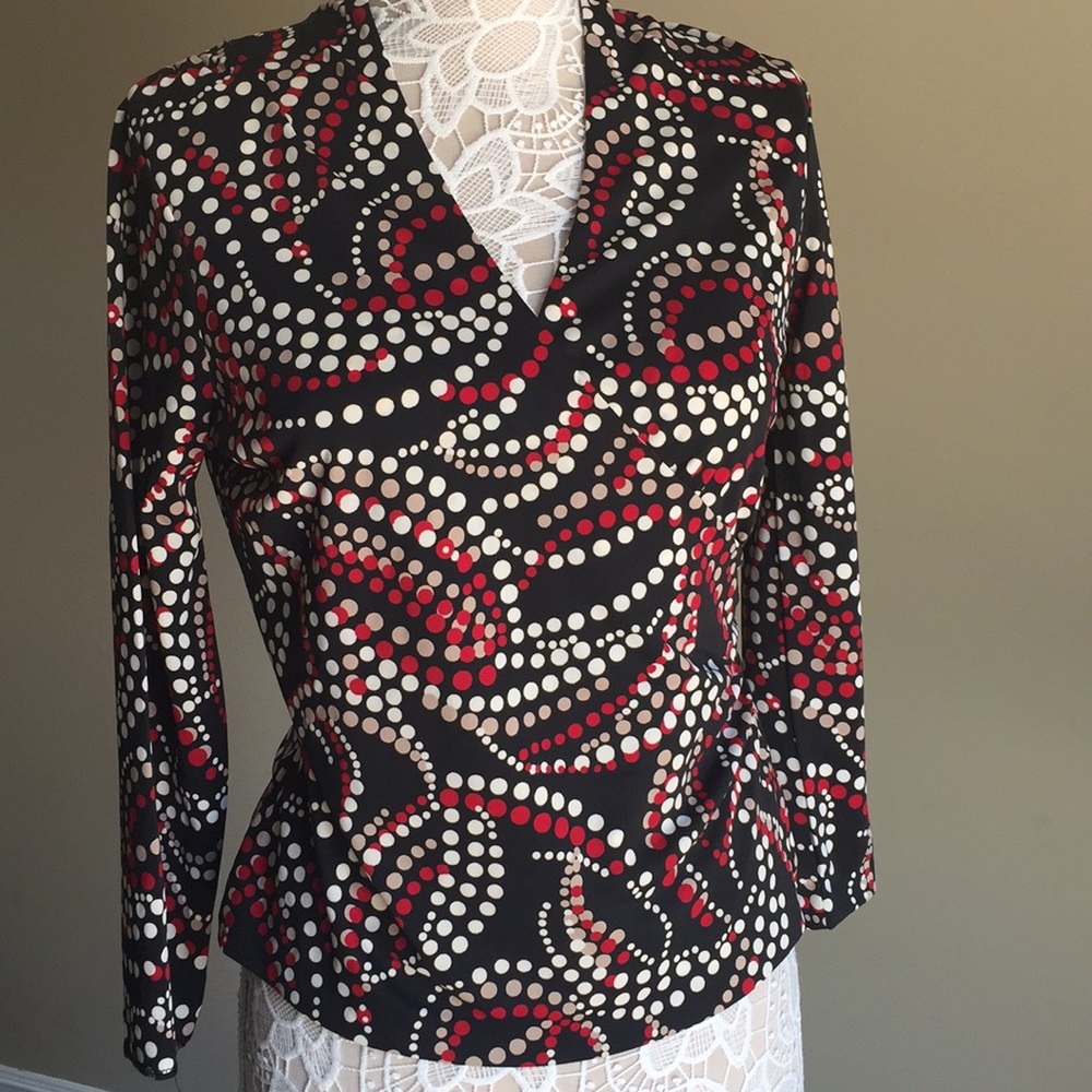 Jones New York Long sleeve blouse surplice wrap